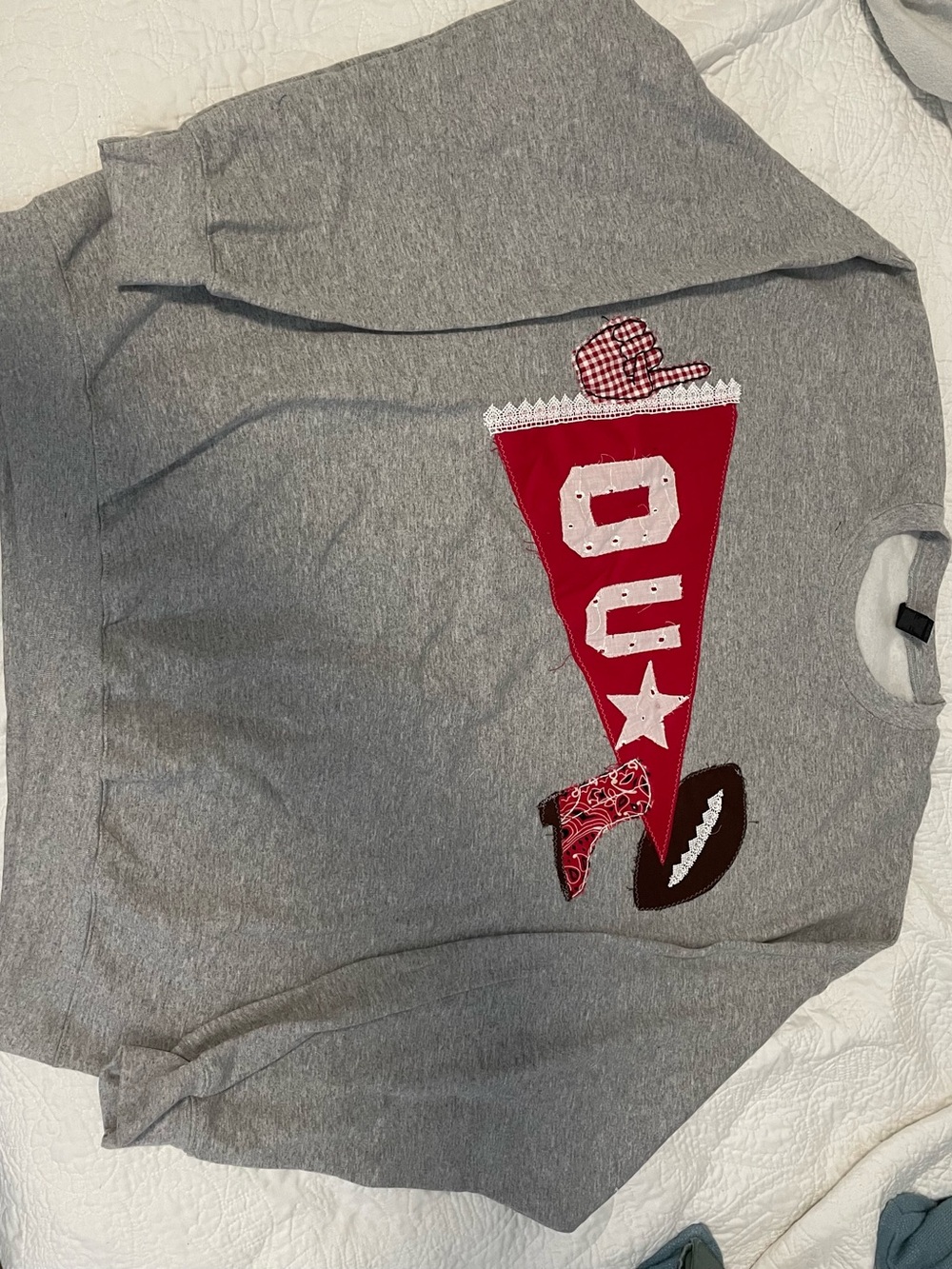 Custom Oklahoma University embroidered/patchwork sweatshirt (brand new,unworn)